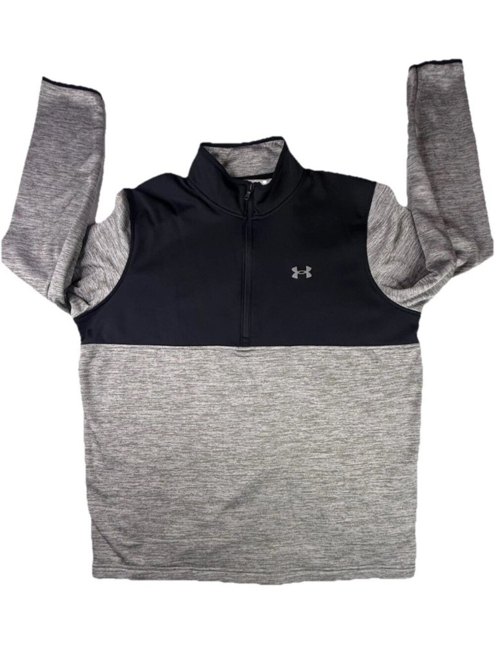 Under Armour 1/4 Zip Pullover Mens XL Loose Fit Gray Black Athletic Shirt